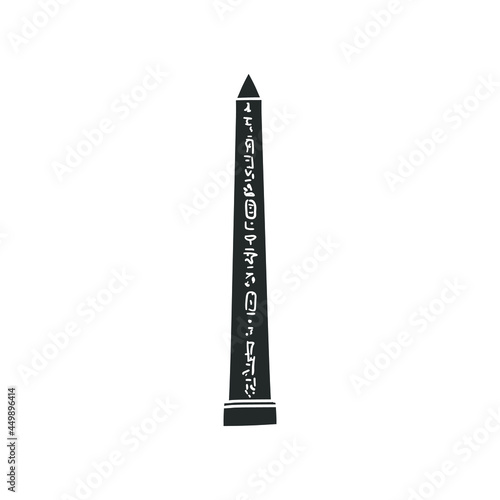 Egyptian Obelisk Icon Silhouette Illustration. Ancient Egypt Monument Vector Graphic Pictogram Symbol Clip Art. Doodle Sketch Black Sign.