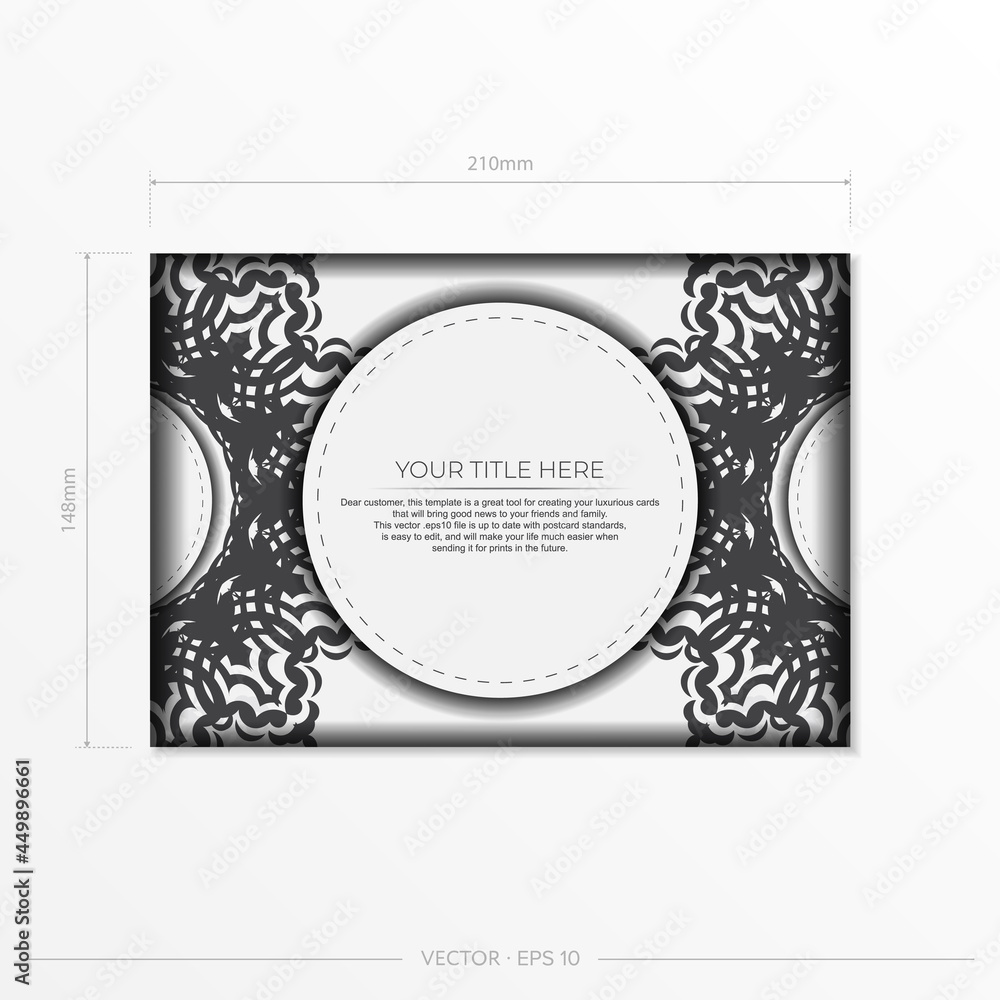 postcards in white with black patterns. Vector design of invitation card with mandala ornament. postcards in white with black patterns. Vector design of invitation card with mandala ornament.