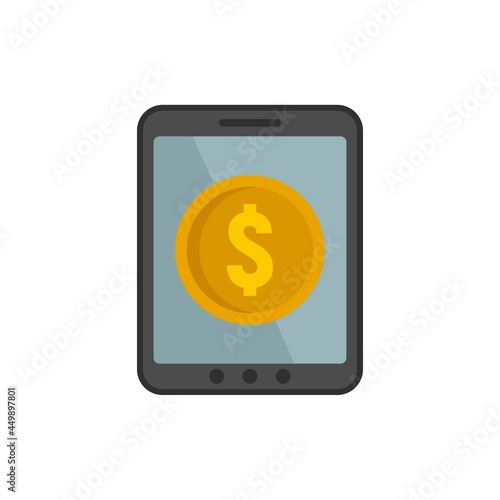 Tablet online loan icon flat isolated vector