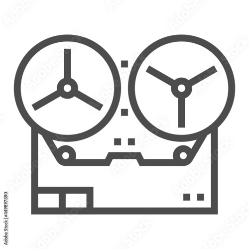 Reel to reel icon, square line vector icon.