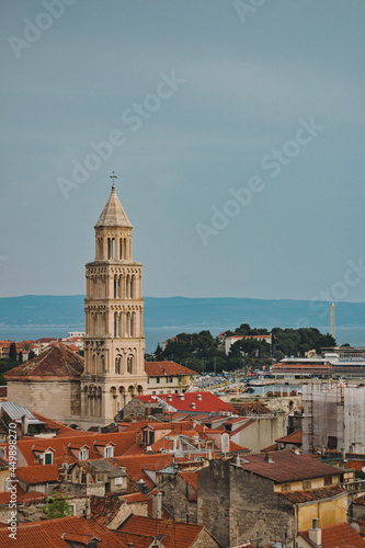 Palace of Diocletian tower, mausoleum Split Croatia antient roman vertical