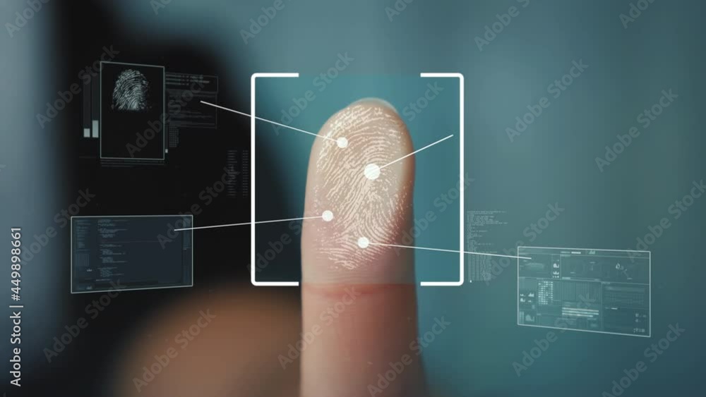 Login with fingerprint scanning technology provides access with biometrics identification identify personal, security system concept, password control through fingerprint