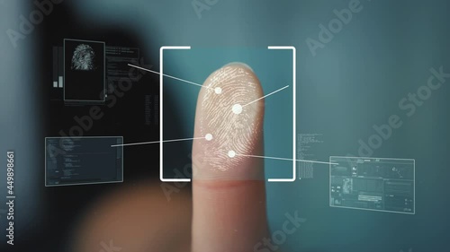 Login with fingerprint scanning technology provides access with biometrics identification identify personal, security system concept, password control through fingerprint photo