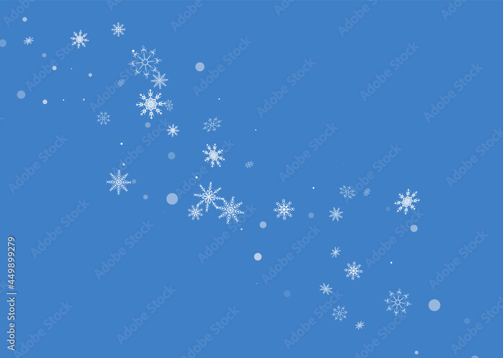 White delicate openwork snowflakes are scattered on a blue background. Festive background, postcard design, wallpaper White delicate openwork snowflakes are scattered on a blue background. Festive background, postcard design, wallpaper