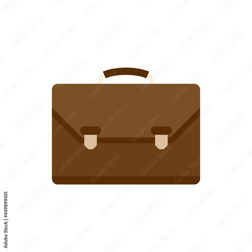 Leather office suitcase icon flat isolated vector Leather office suitcase icon flat isolated vector