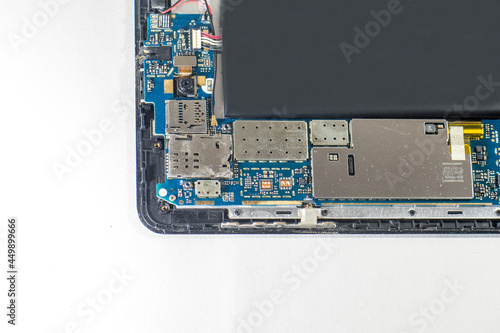 The electronics board from split phone isolated on white background