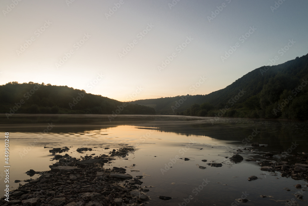 Obraz premium evening and sunset on the river