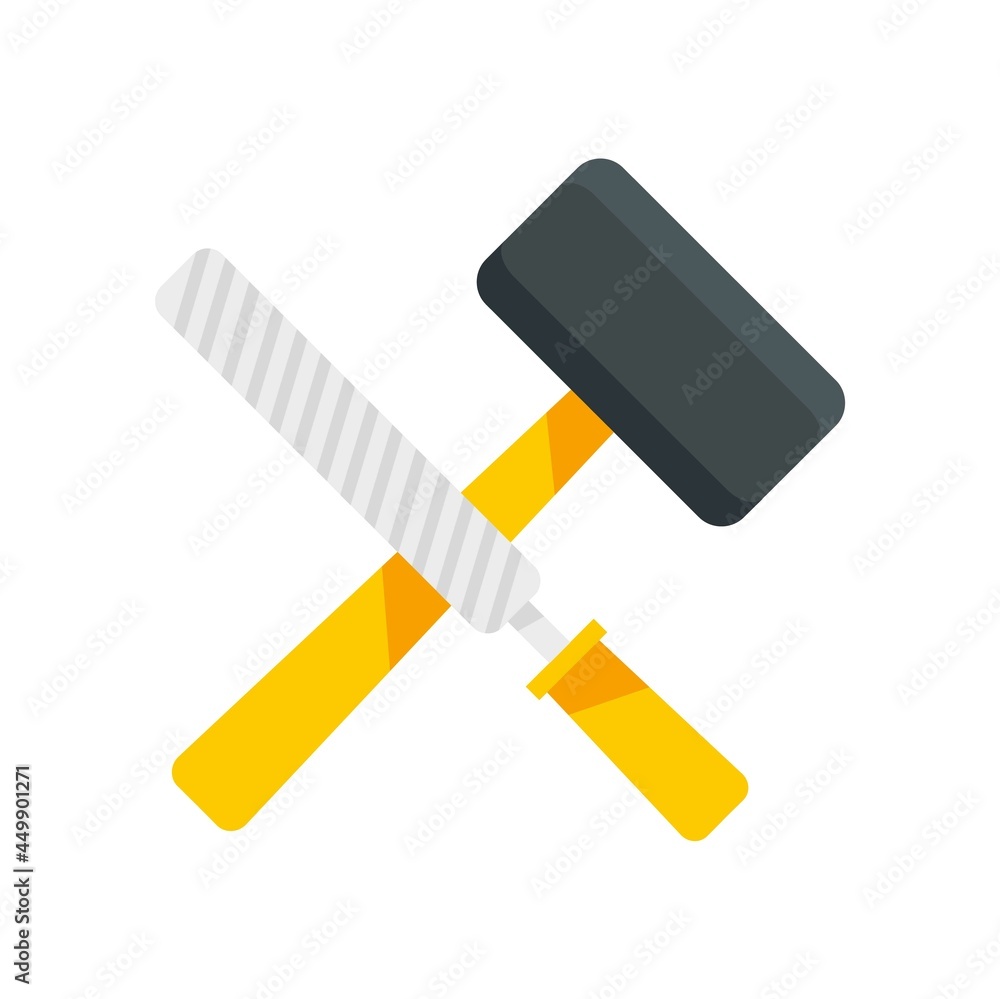 Reconstruction hammer tools icon flat isolated vector Reconstruction hammer tools icon flat isolated vector