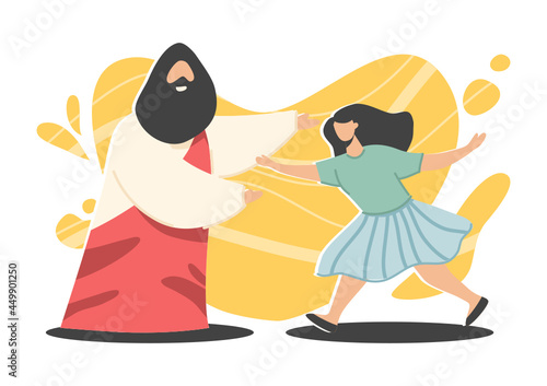 religious concept illustration Jesus and Child.