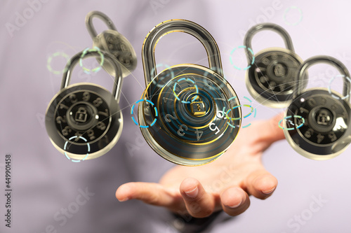 padlocks -Technology security concept background.