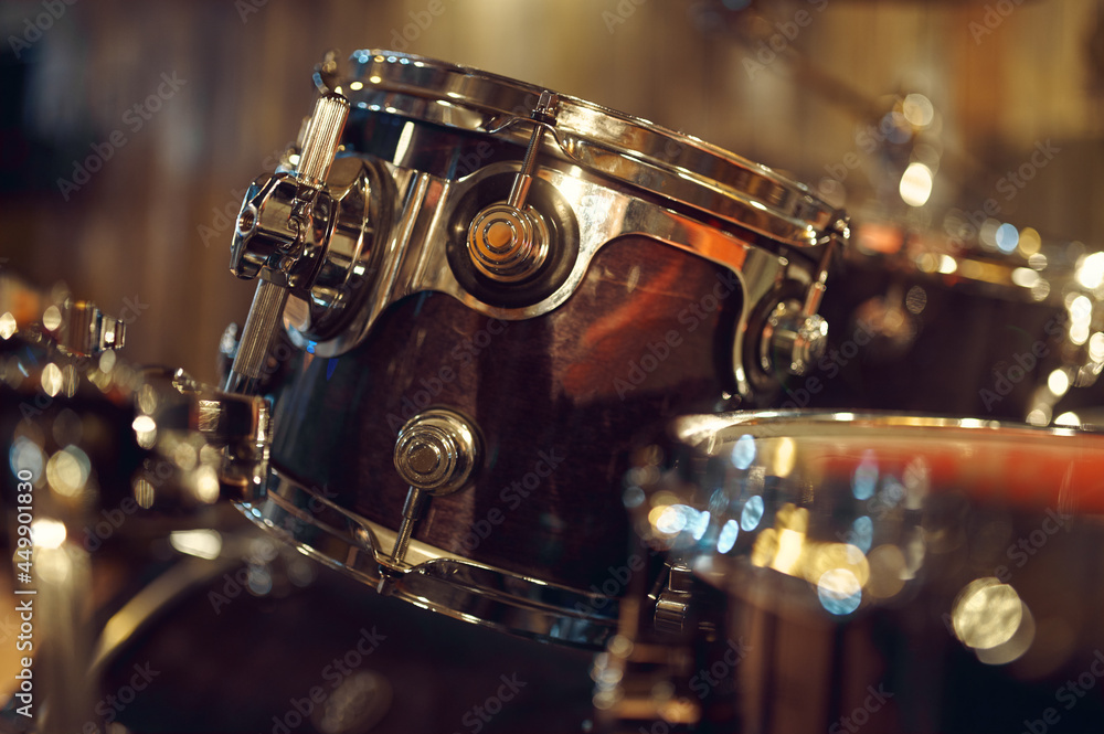Fototapeta premium Drum kit closeup, percussion musical instrument