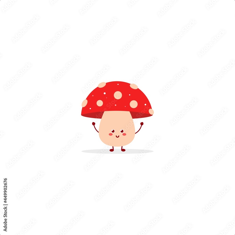 Mushrooms cute character illustration smile happy mascot logo kids play toys template
