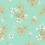 White Orange Flower Seamless Pattern