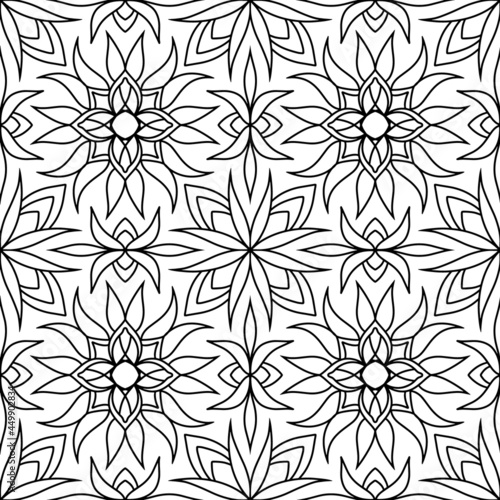 Floral seamless pattern isolated on white. Doodle hand drawn art line. Sketch vector stock illustration. EPS 10