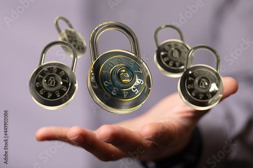 padlocks -Technology security concept background.