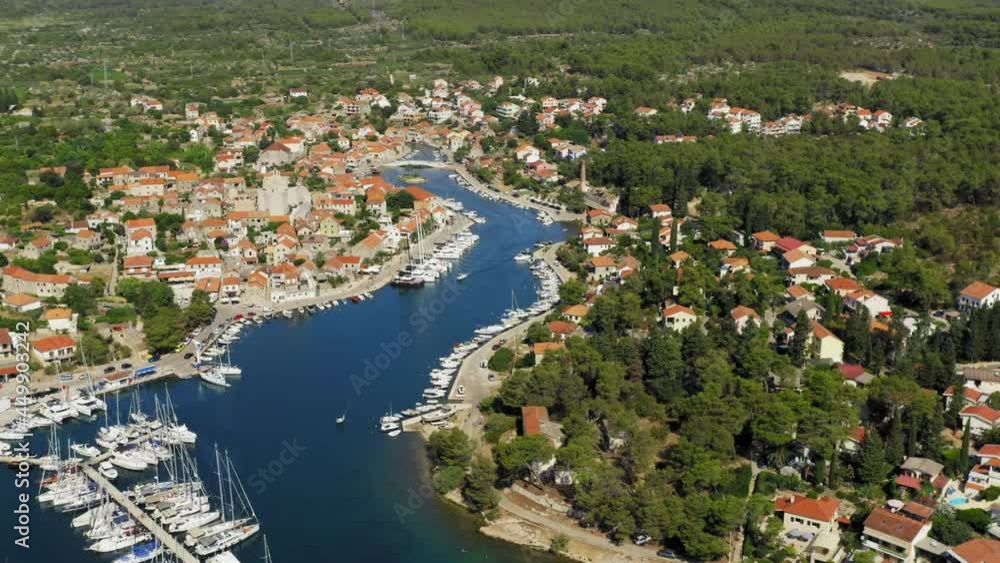 Aerial scene of Vrboska town on Hvar island, Croatia Aerial scene of Vrboska town on Hvar island, Croatia