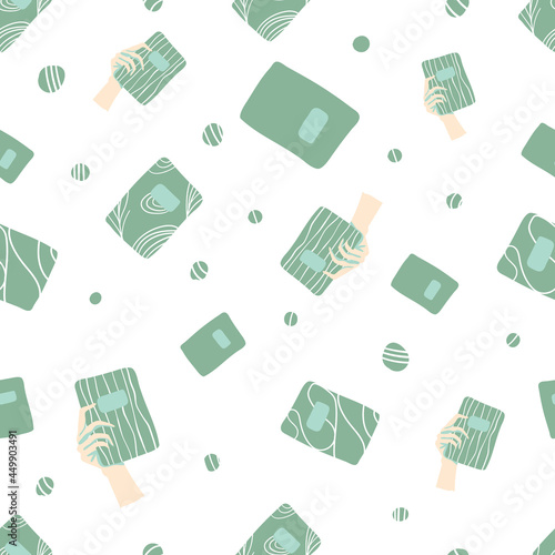 Flat hand draw doodle book pattern. Old style vintage pattern. Background, wallpaper, textile pattern