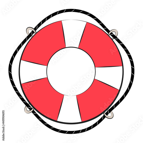 Cute cartoon painted isolated red and white lifebuoy