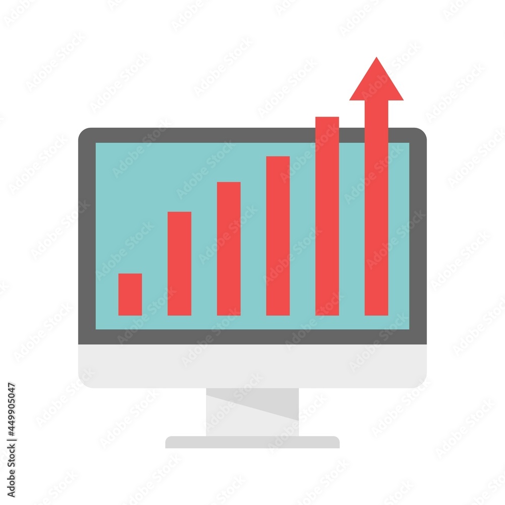 Online report graph icon flat isolated vector