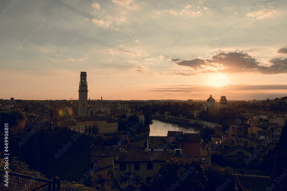 Sunset view over Verona, Italy