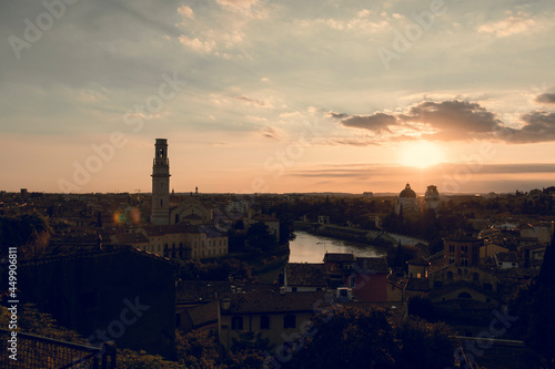 Sunset view over Verona  Italy