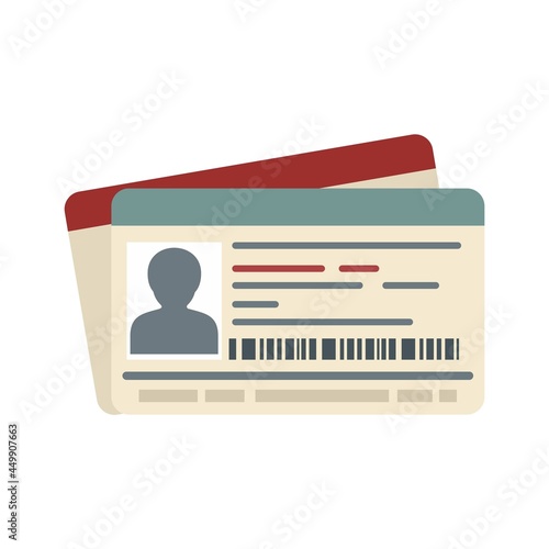 Id passport card icon flat isolated vector