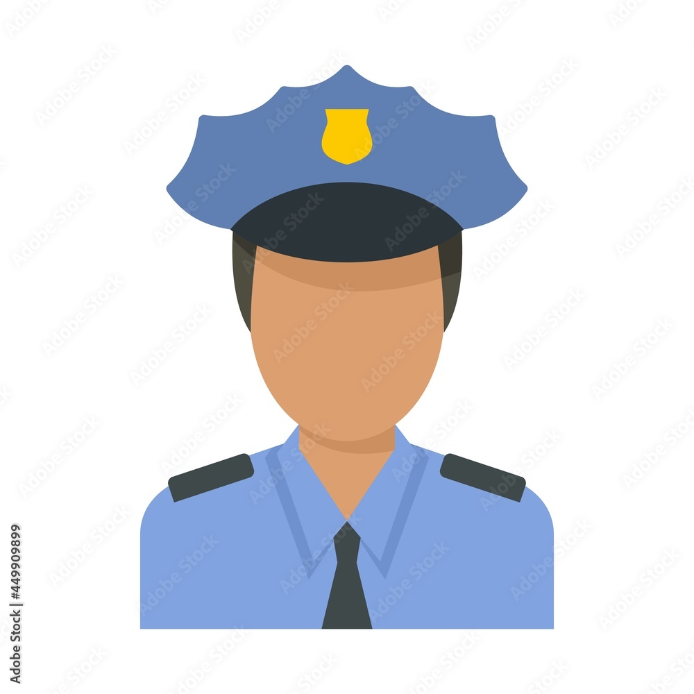 Airport police officer icon flat isolated vector