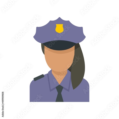 Police woman border icon flat isolated vector
