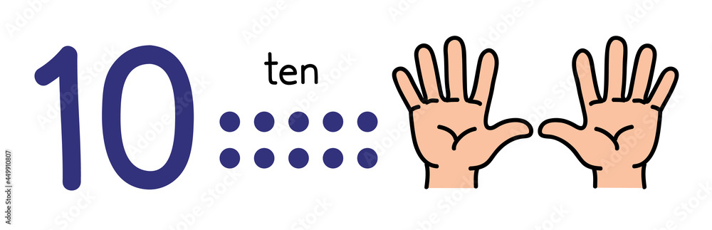 10. Kids hand showing the number ten hand sign. 10. Kids hand showing the number ten hand sign.