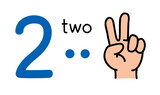 2, Kids hand showing the number two hand sign.