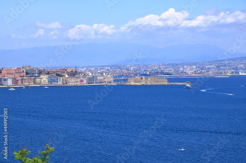 Panoramic view of Naples city, Mount Vesuvius and gulf of Napoli, Mediterranean sea, Italy