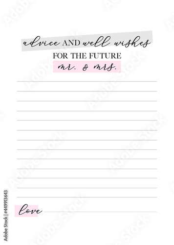 Engagement party vector card. Advice and well wishes for future Mr. and Mrs. quote