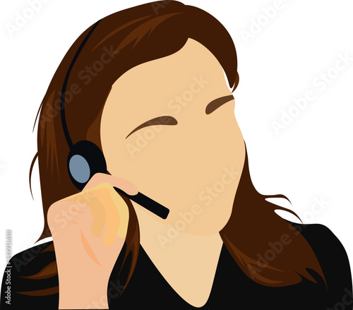 Telefonista atendiendo una llamada. Telemarketer, fondo transparente