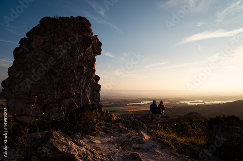 Sunset. A couple enjoying the sunset in Guevara´s castle ruins.