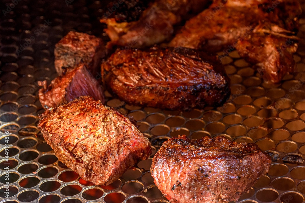 Brazilian barbecue of beef cooked on the grill or on a skewer Brazilian barbecue of beef cooked on the grill or on a skewer