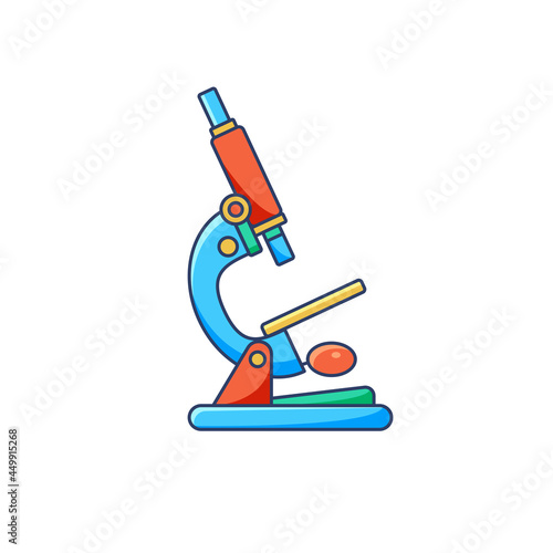 Microscope isolated vector illustration. Laboratory instrument design element. Science research device sign.