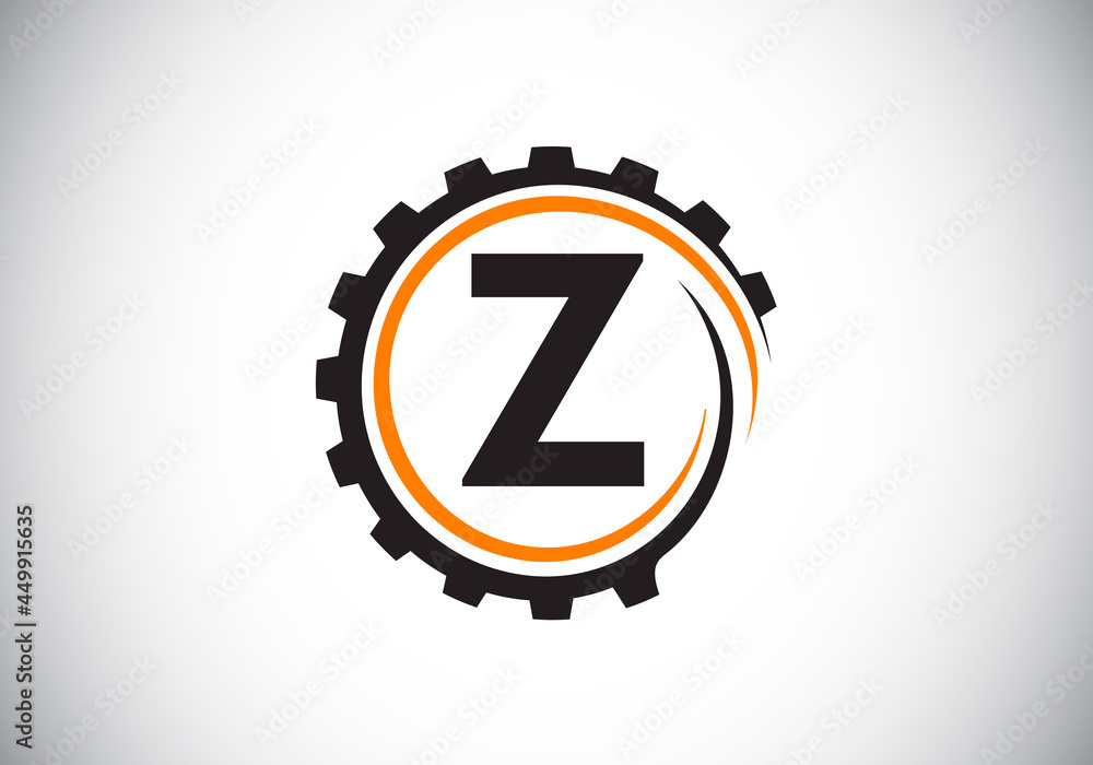 Initial Z monogram alphabet in a gear spiral. Gear engineer logo design. Logo for automotive, mechanical, technology, setting, repair business, and company identity Initial Z monogram alphabet in a gear spiral. Gear engineer logo design. Logo for automotive, mechanical, technology, setting, repair business, and company identity