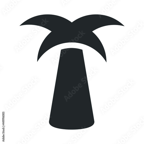 Palm tree icon vector illustration isolated on white background. Silhouette of a palm tree on lateral view.