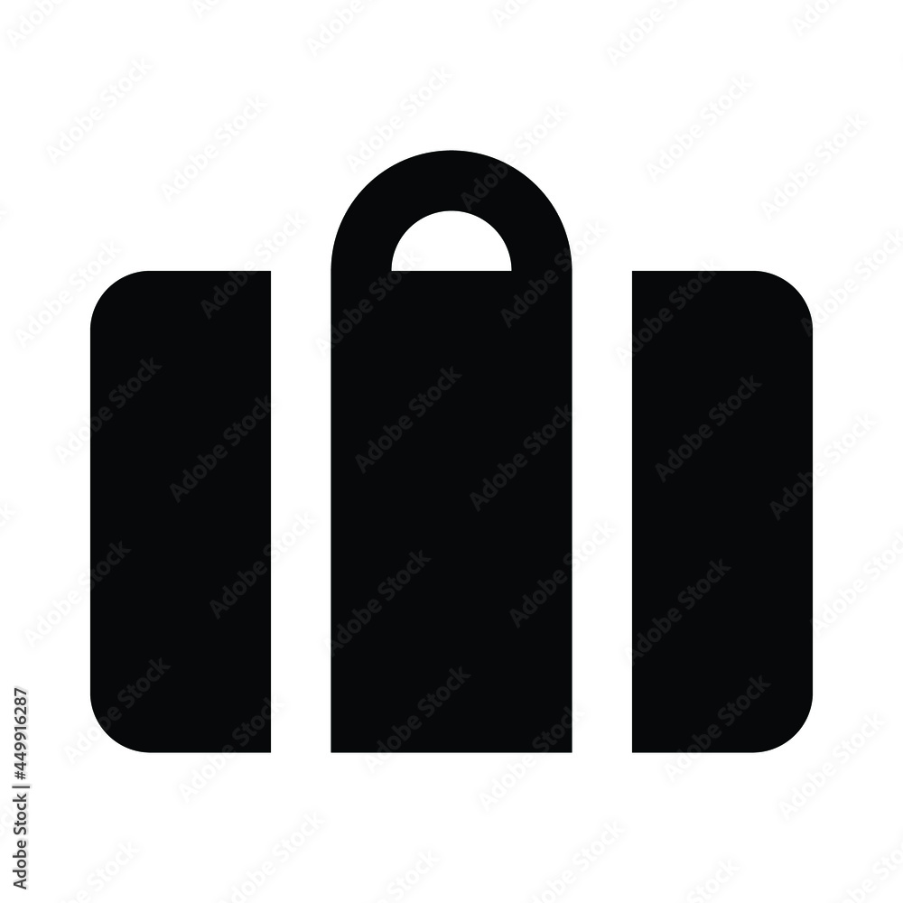 Suitcase icon vector illustration isolated on white background. Silhouette of a travel luggage. Suitcase icon vector illustration isolated on white background. Silhouette of a travel luggage.