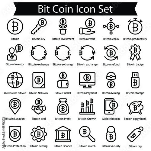 Bit Coin Line Icon Set