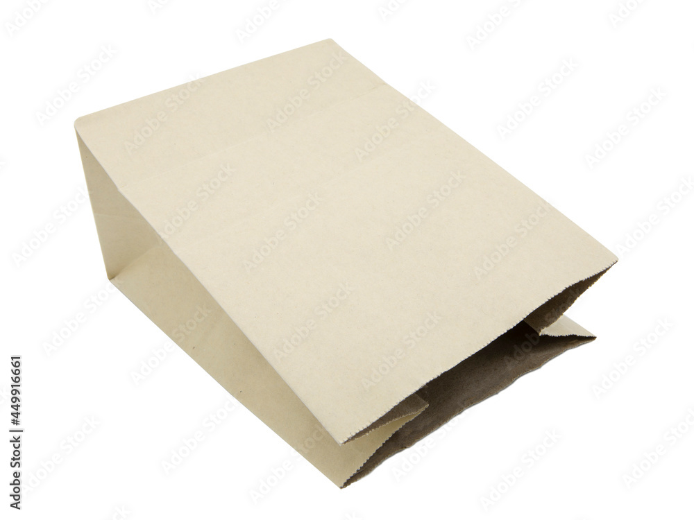 Empty paper bag for takeaway isolated on white background.. Empty paper bag for takeaway isolated on white background..