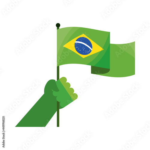 brazil flag in hand