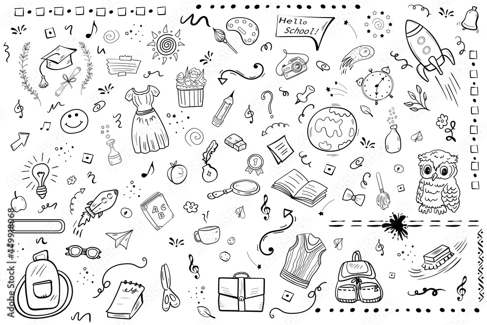Back to School Doodle Big Set Vector Clip Art Illustration Back to School Doodle Big Set Vector Clip Art Illustration