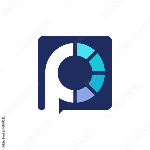 letter P with blue color combination