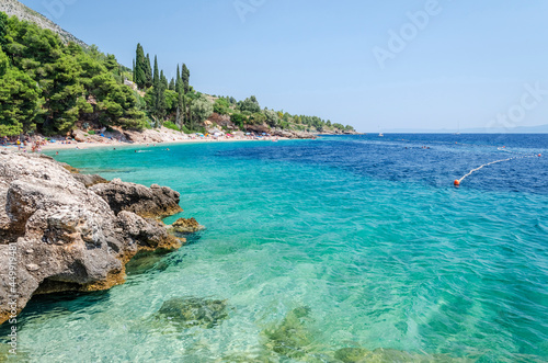 Picturesque pebble beach in Murvica village on the south coast of Brac island in Croatia