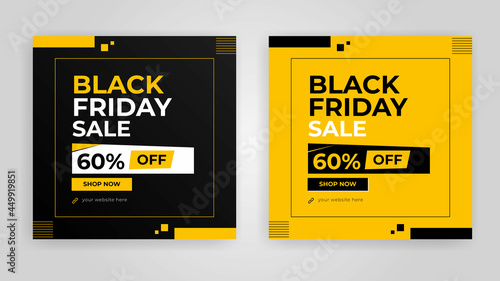 Black Friday sale banner design, Social media post for black Friday sale