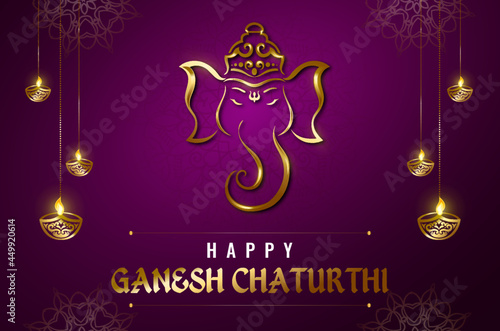Happy Ganesh Chaturthi Indian festival banner design template.