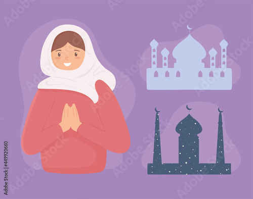 muslim woman and mosque