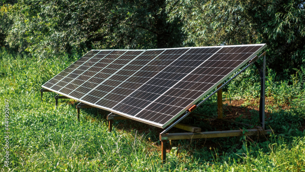 Solar panels on the ground in the nature Solar panels on the ground in the nature