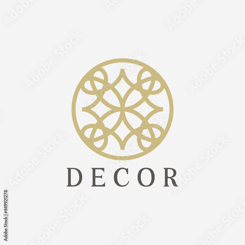 Vector logo design template for boutique hotel, restaurant, jewelry. Sun symbol